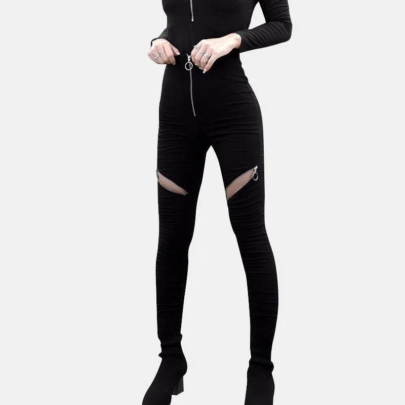 Gothic  High Waist Zipper Bodycon Pants