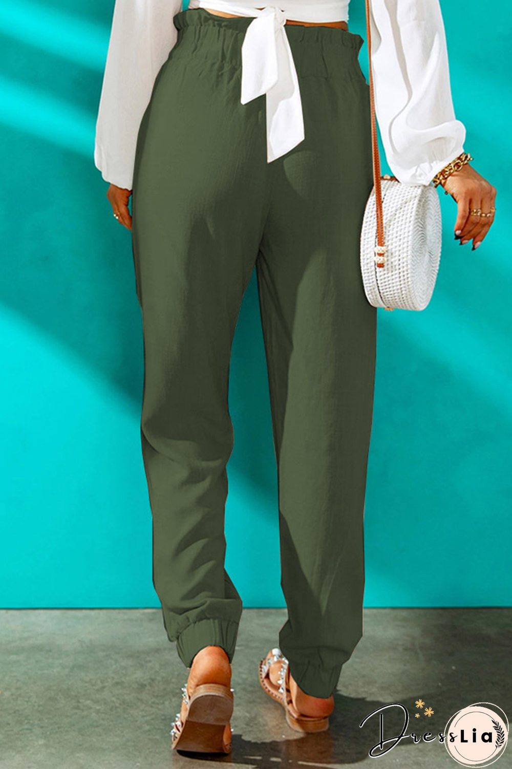 Casual Solid Patchwork Harlan High Waist Harlan Solid Color Bottoms(10 Colors)