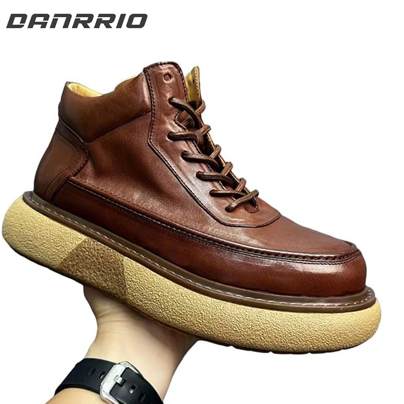 Handmade Retro Horsehide British Style Mid-top Boots DANRRIO.COM DANRRIO