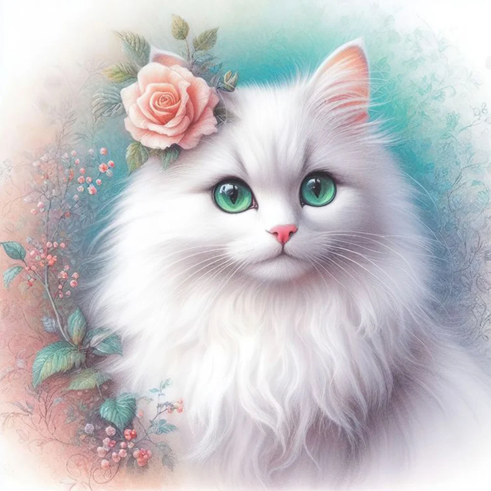 Valentine Love Kitten - Full Round Drill Diamond Painting - 30*30CM(Canvas)