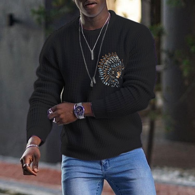 CONTRAST COLOR ROUND NECK MEN'S TOP