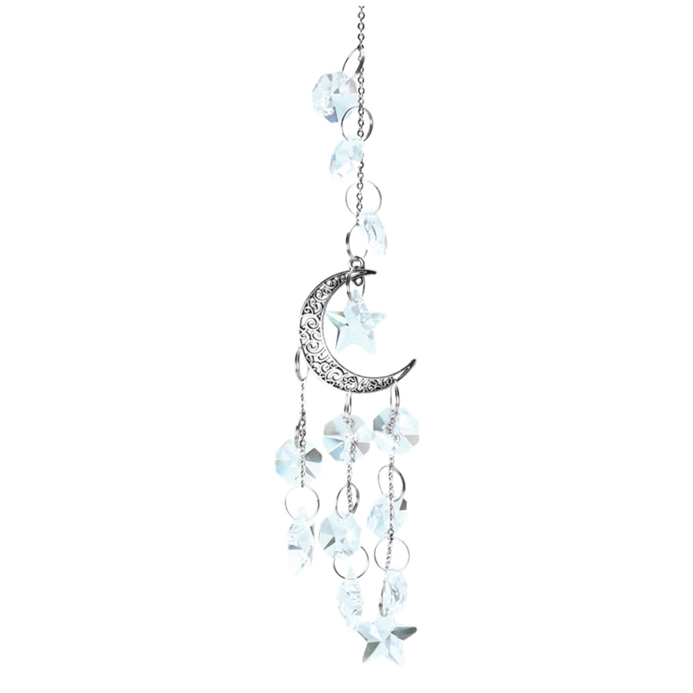 

Crystal Moon Star Wind Chime Pendant Colorful Hanging Drops Garden Decor, 501 Original