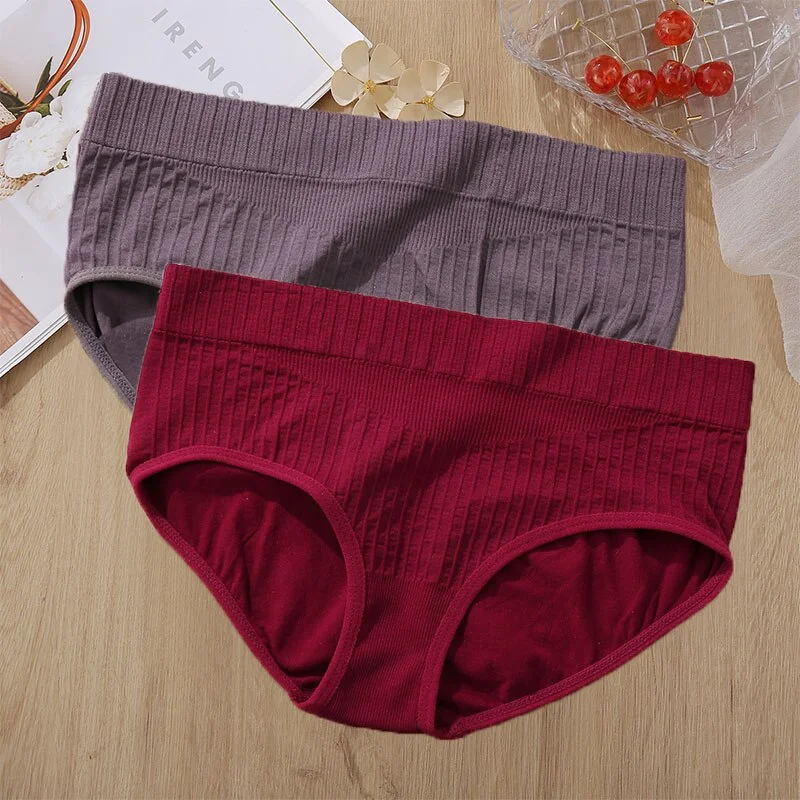 2PCS Panties Set Bodyshaper Panties Women's Underwear Sexy Briefs Female Underpants Seamless Pantys Intimates Lingerie 8 Colors