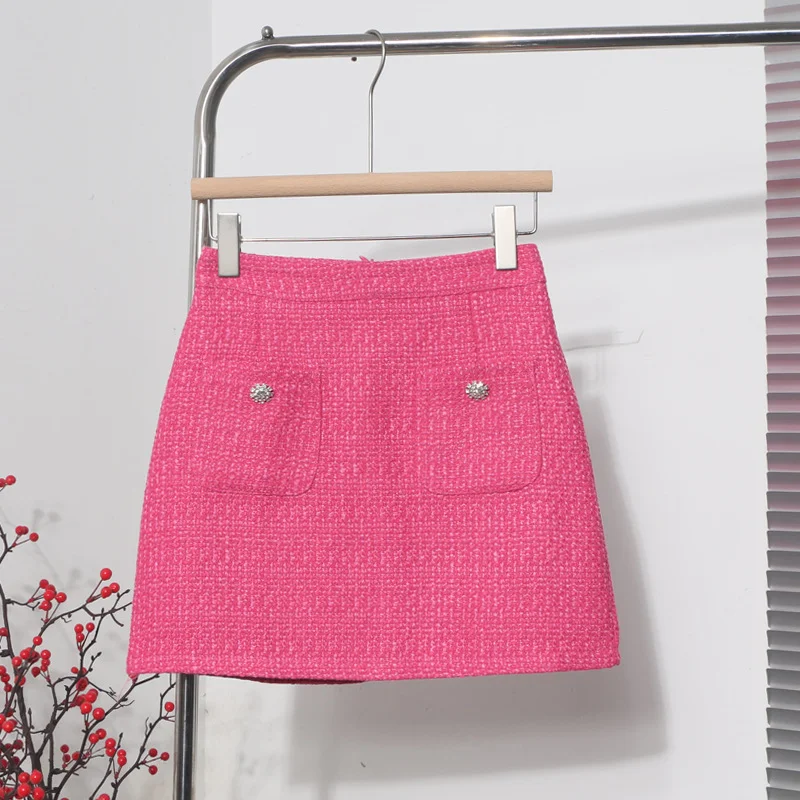 Nigikala Nigikala Goods Small Fragrant Wind Coarse Flowers A Short Skirt Women High Waist Thin Skinny Bag Hip Half-Body Skirt 8996