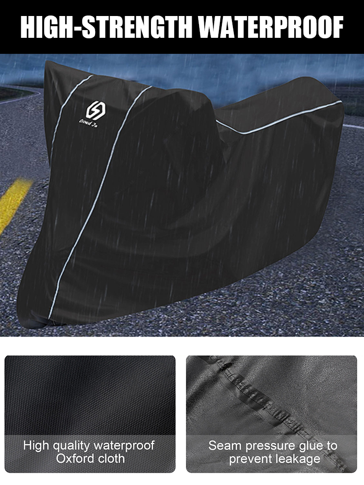 

Motorcycle Cover All Season Waterproof Sun Dust Cover with Lock Hole Black, 501 Original