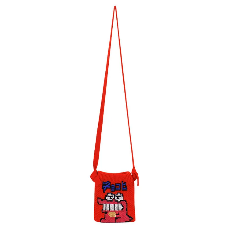 Women Cartoon Phone Bag Casual Small Sling Bag Female Outdoor Bag (Red)