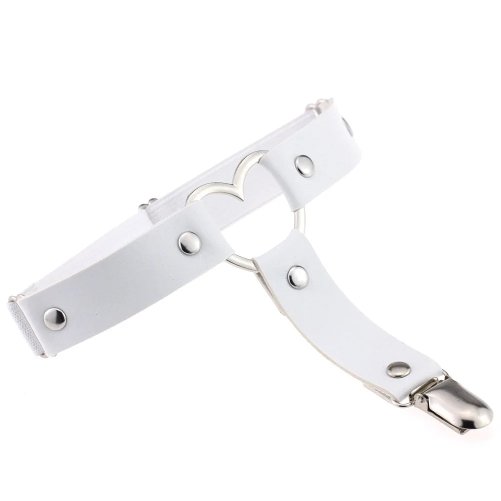 1pcs Women Sexy Punk Goth Heart PU Leather Elastic Garter Leg Thigh Ring Clothing Accessory Leg Suspender Sexy Stockings Garters