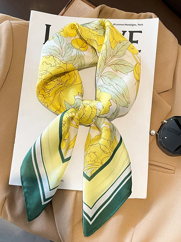Floral Printed Silk Imitation Shawl&Scarf