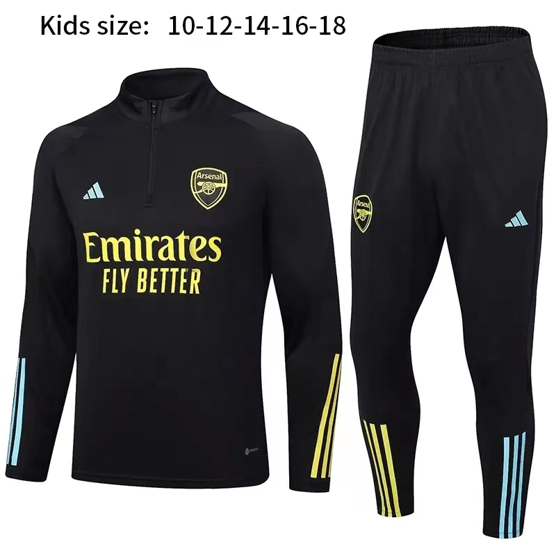 23-24 Kids Arsenal Half Zipper Long Sleeved Black Training Suit
