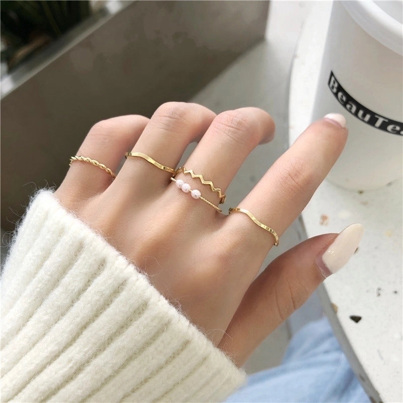 Minimalist Heart Shape Butterfly Gold Plated Silver Plated Artificial Pearls Artificial Diamond Alloy Rings