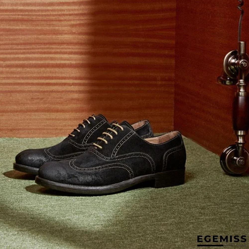 Men's Business Suede Brogue Leather Shoes | EGEMISS