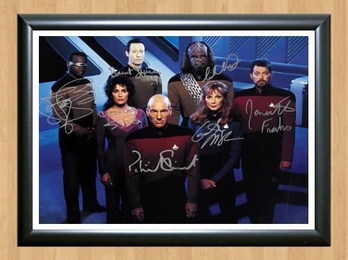 Star Trek Next Generation Cast Signed Autographed Photo Poster painting Poster Print Memorabilia A3 Size 11.7x16.5