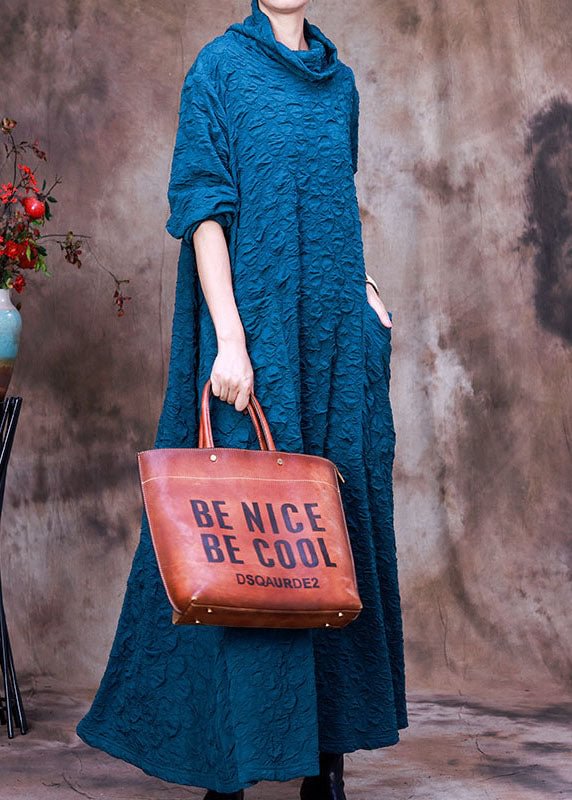Plus Size Blue Pockets Dress