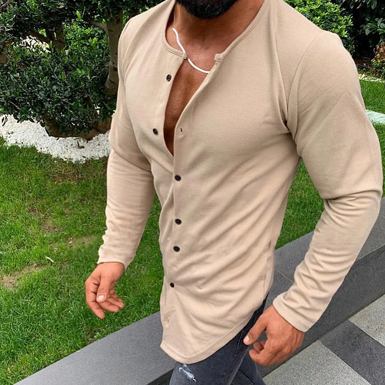 BrosWear Solid Color Long Sleeve Shirt