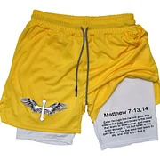 Men's Casual Athletic Compression Quick Dry Shorts Workout Running Double Layer Pants
