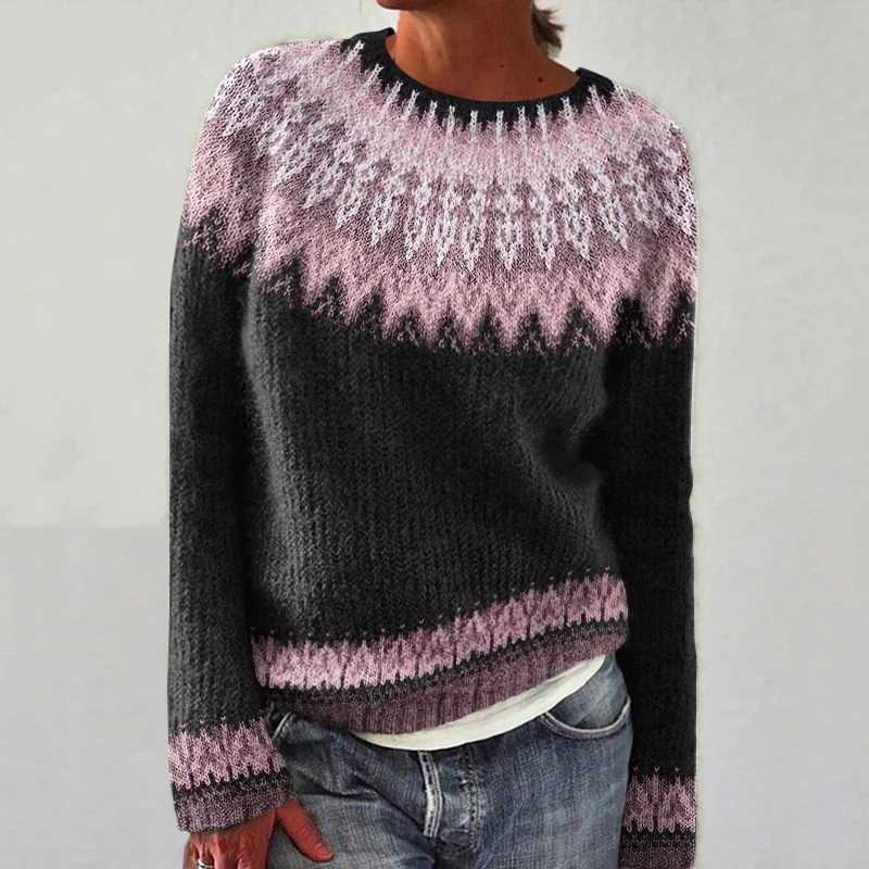 Vintage Fairman Island Knit Jacquard Crew Neck Sweater