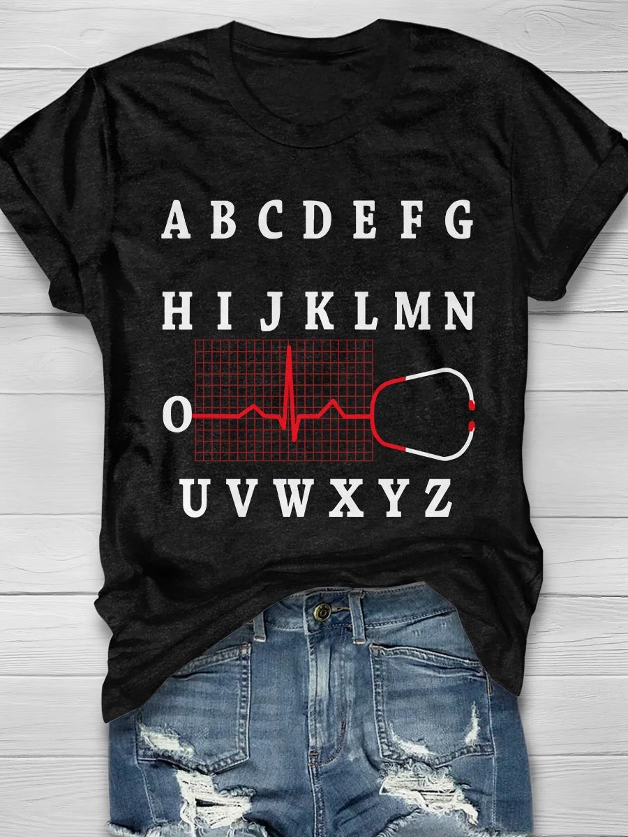 PQRST Nurse Print Short Sleeve T-shirt