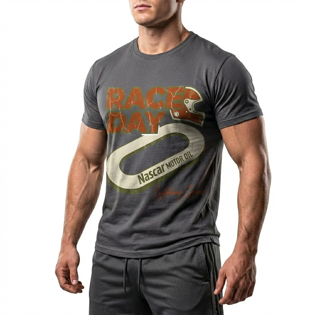  Men's American Racing-themed Casual Printed Short-Sleeved T-shirt Avantcool