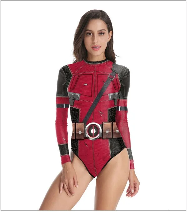 Deadpool Cosplay Bodysuit Halloween Costumes For Women-elleschic
