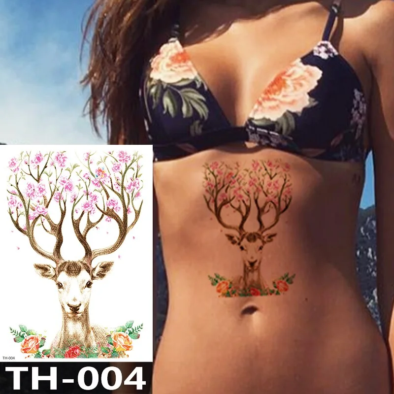 Waterproof Temporary Tattoo Sticker Animal Leopard Flash Tattoos Wolf Rose Flower Body Art Arm Fake Tatoo Women Men