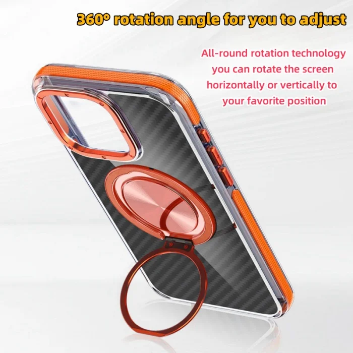 360 Degree Rotating Bracket Carbon Fiber Texture Apple Phone Case