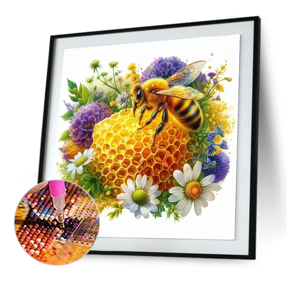Diamond Painting - Full Round Drill - Flower Bee(Canvas|30*30cm)