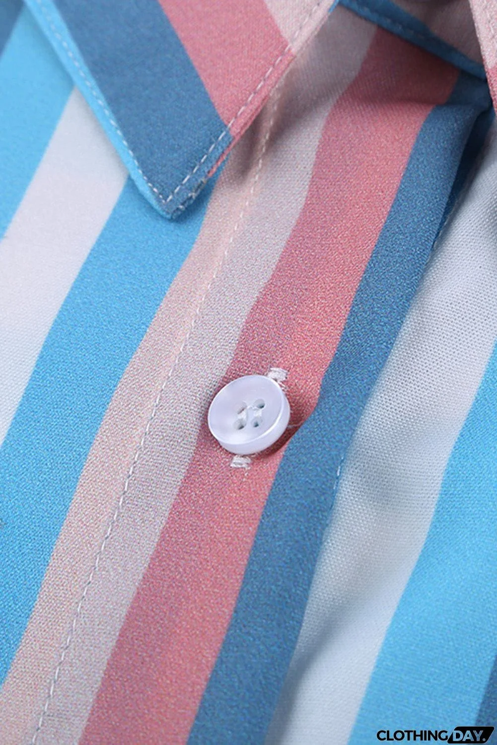 Sky Blue Striped Gingham Play Button Down Shirt