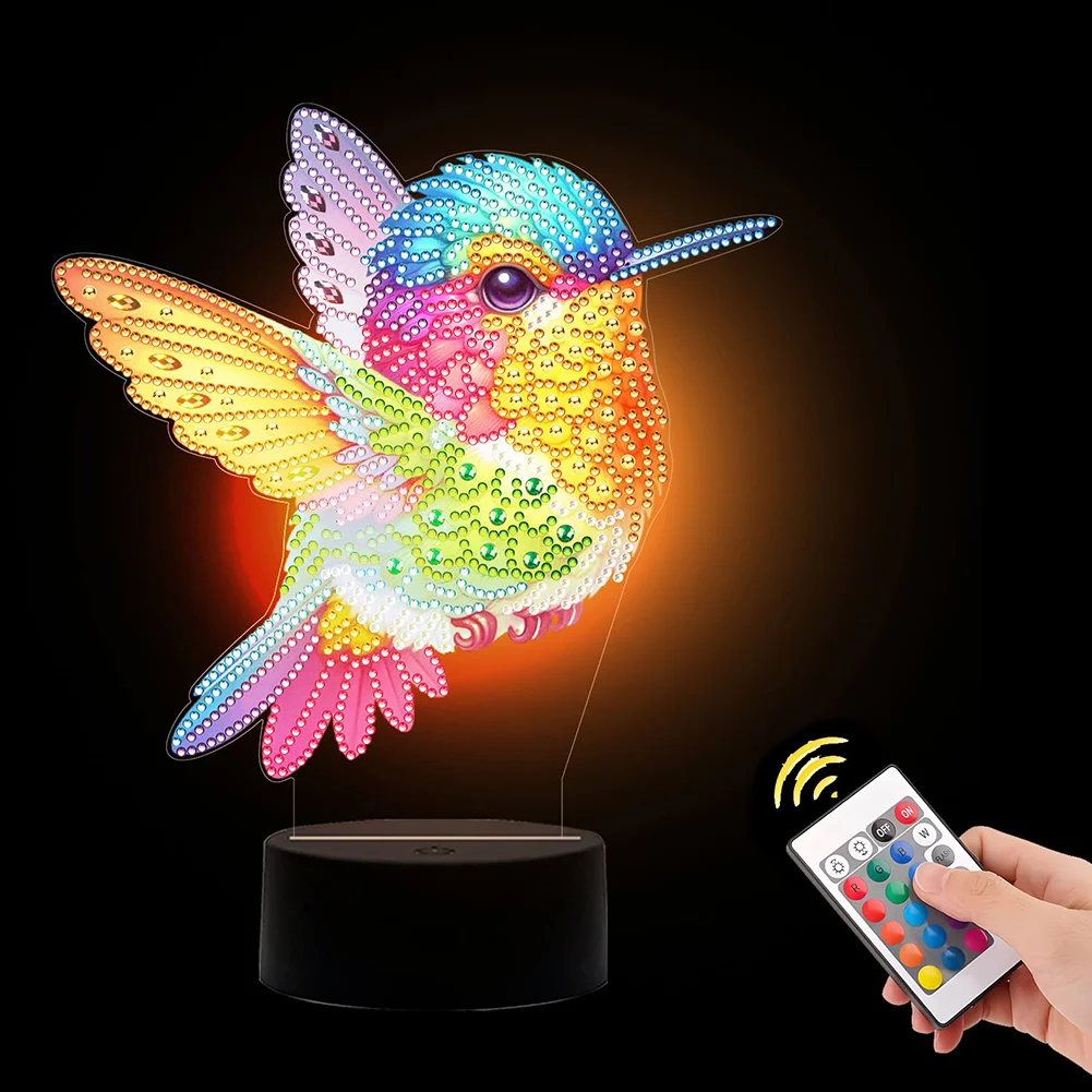 DIY Animal Hummingbird Diamond Painting Night Light Diamond Art Lamp Home Decoration