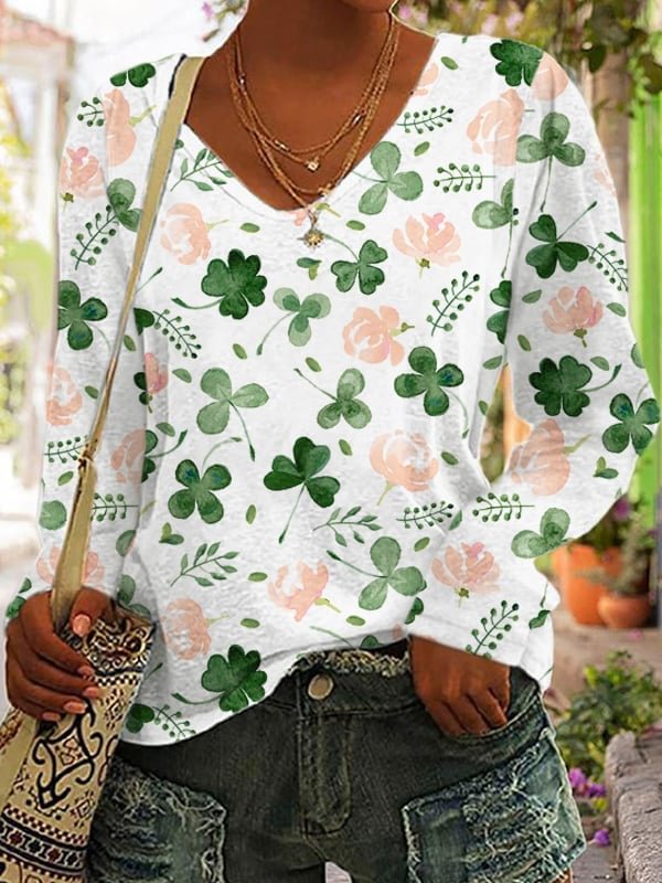 🔥Buy 2 Get 5% Off🔥Women's St. Patrick's Day Shamrock V-Neck T-Shirt