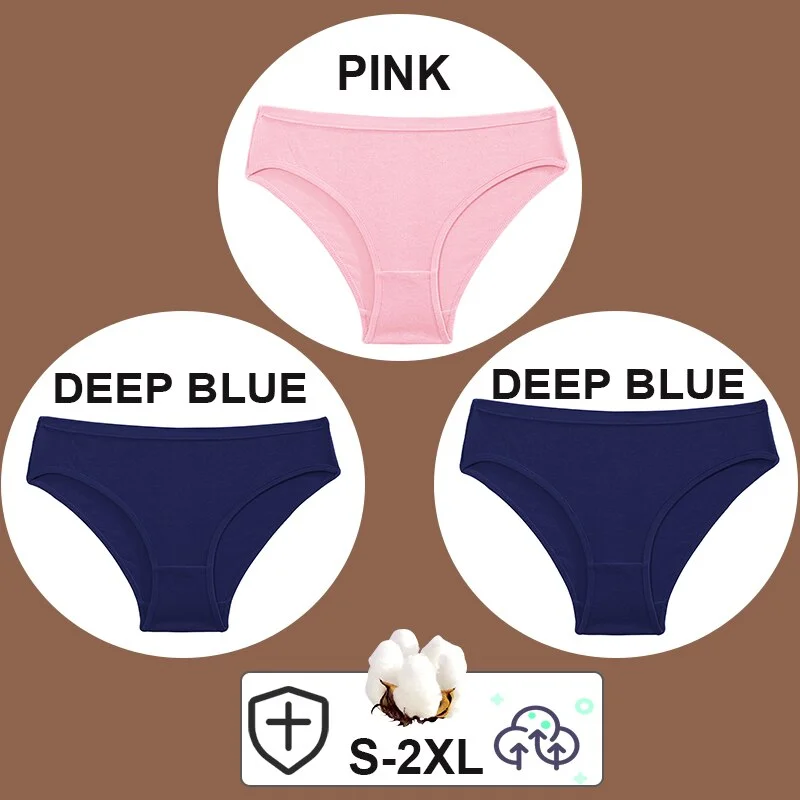 FINETOO 3PCS/Set Women Cotton Pantys Soft Back Love Lace Briefs Mesh Femme Underpants Woman Low-Waist Underwear Lingerie S-2XL