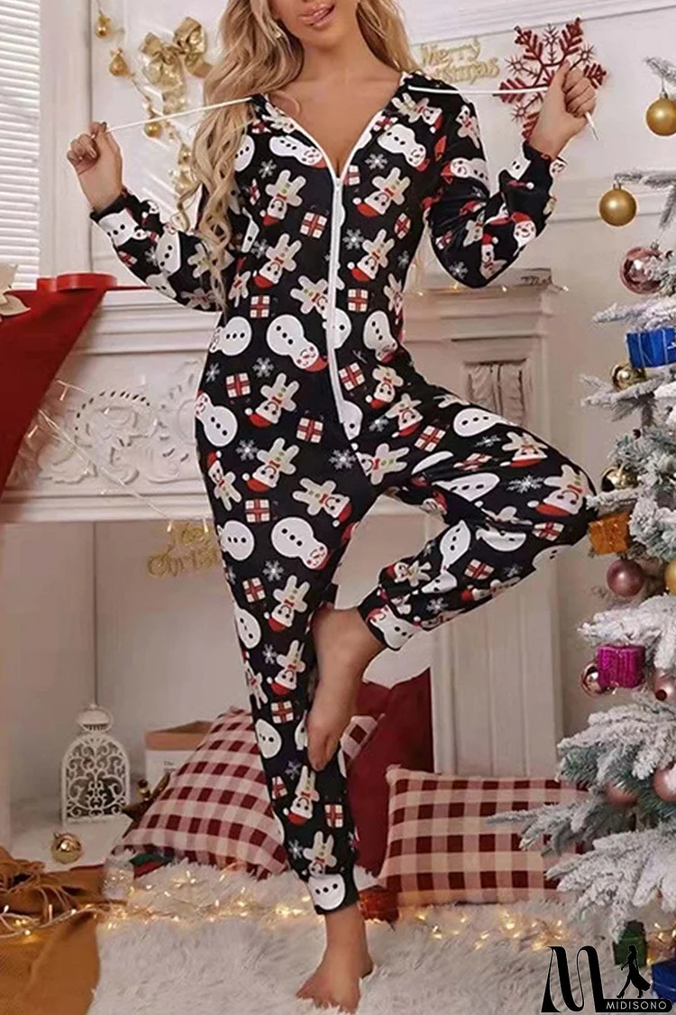 Christmas Hooded Loungewear Jumpsuit