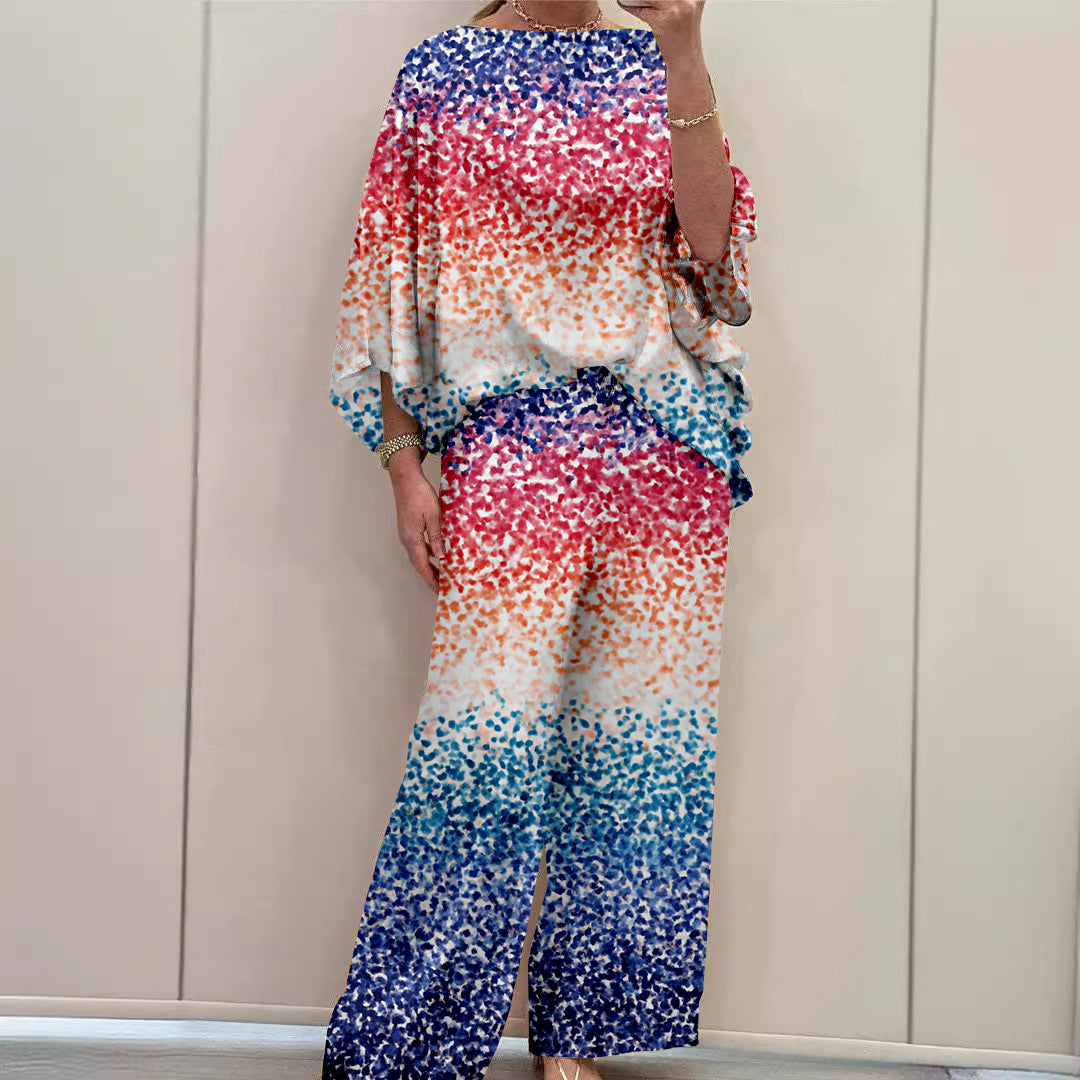 Women Long Sleeve V-neck Graphic Floral Printed Top