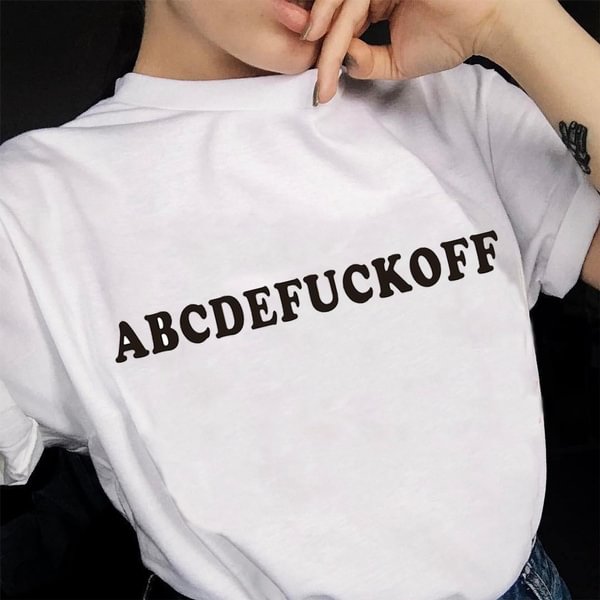 Women T-Shirt: Funny Letters, Made of Cotton, in US size, Comfortable Tops for Summer; Shirts, Graphic Tee - BlackFridayBuys