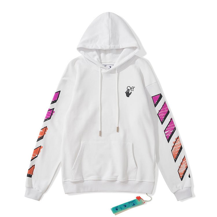 Off White Hoodie Autumn and Winter Coral Gradient Arrow Pattern Hooded Sweater for Men and Women