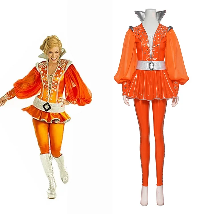 Musical Mamma Mia Here We Go Again Cosplay Costume Orange Suit Performance Stage Costume 