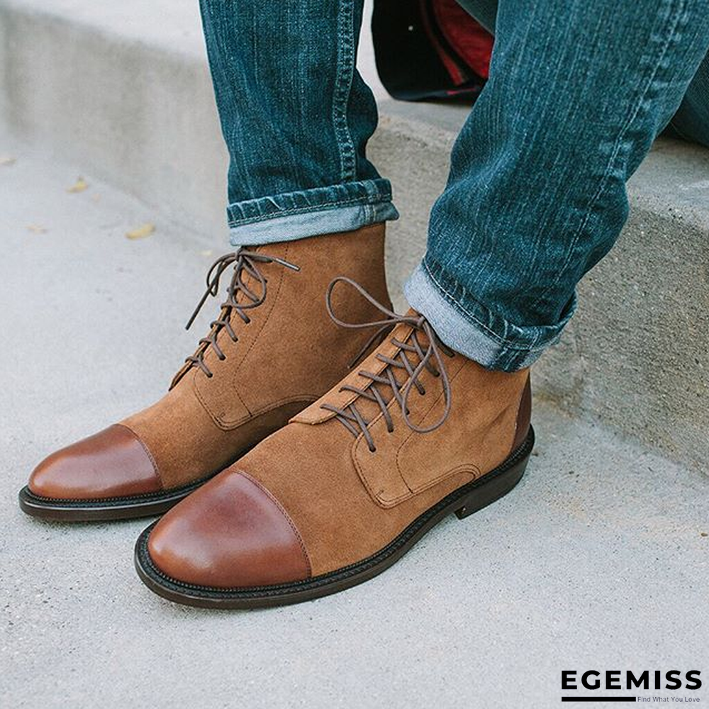 Handmade Color Stitching Suede Ankle Boots | EGEMISS