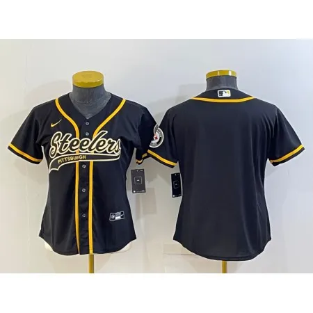Youth Pittsburgh Steelers Blank Black With Patch Cool Base Stitched Baseball Jersey