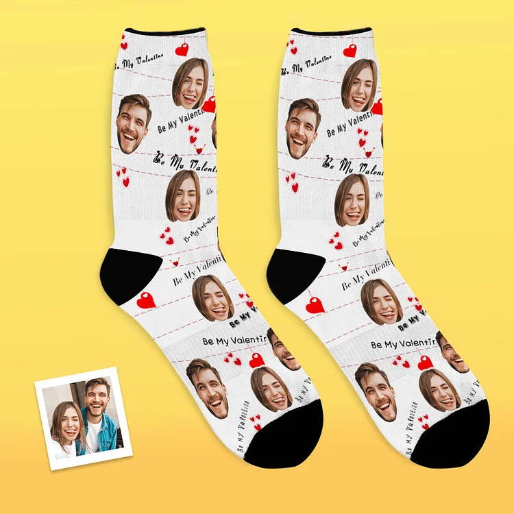 Custom Face Socks Heart Love Be Mine  Valentine's Day Gifts - Be My Valentine