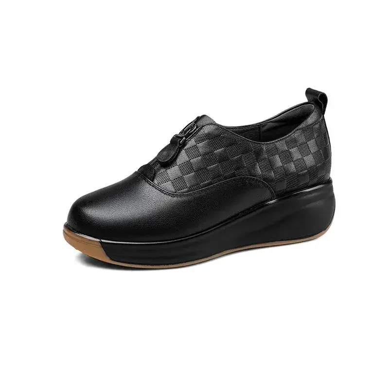 Letclo™ 2023 Casual Women's Wedge Leather Slip-on Shoes letclo Letclo