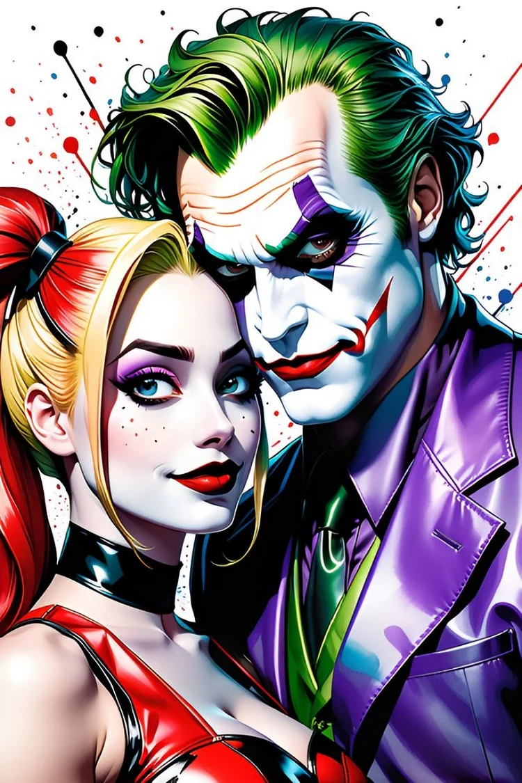 Joker And Harley Quinn 40*60CM(Canvas) Diamond Painting gbfke