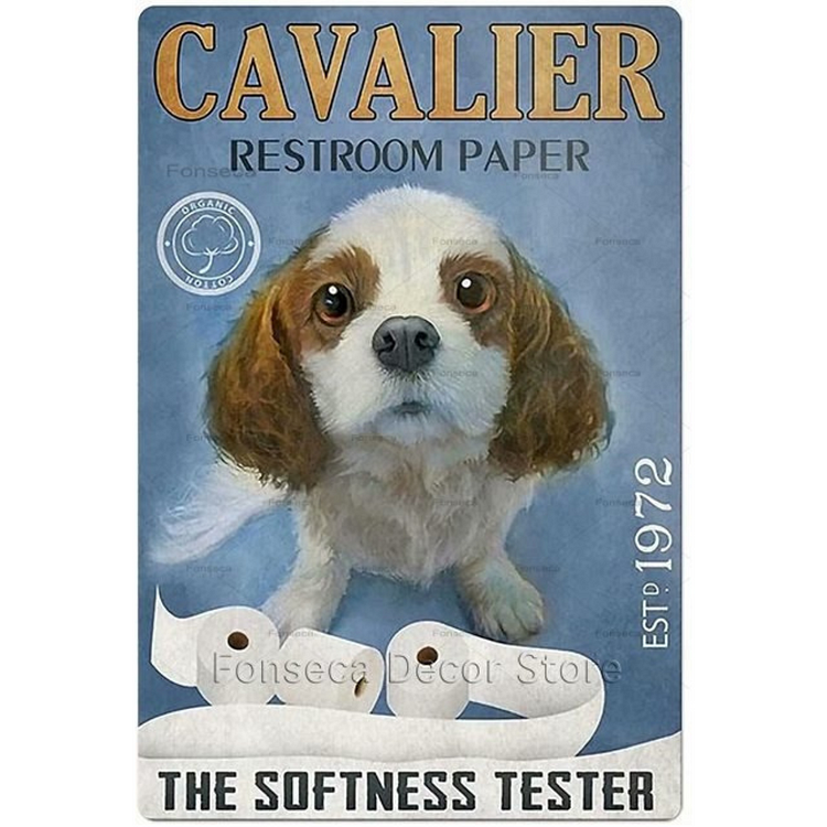 Dog - Cavalier Restroom Paper Vintage Tin Signs/Wooden Signs - 7.9x11.8in & 11.8x15.7in