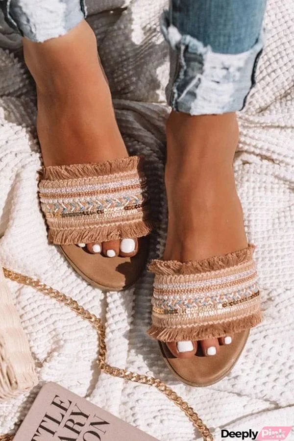 Boho Tassels Flat Slipper