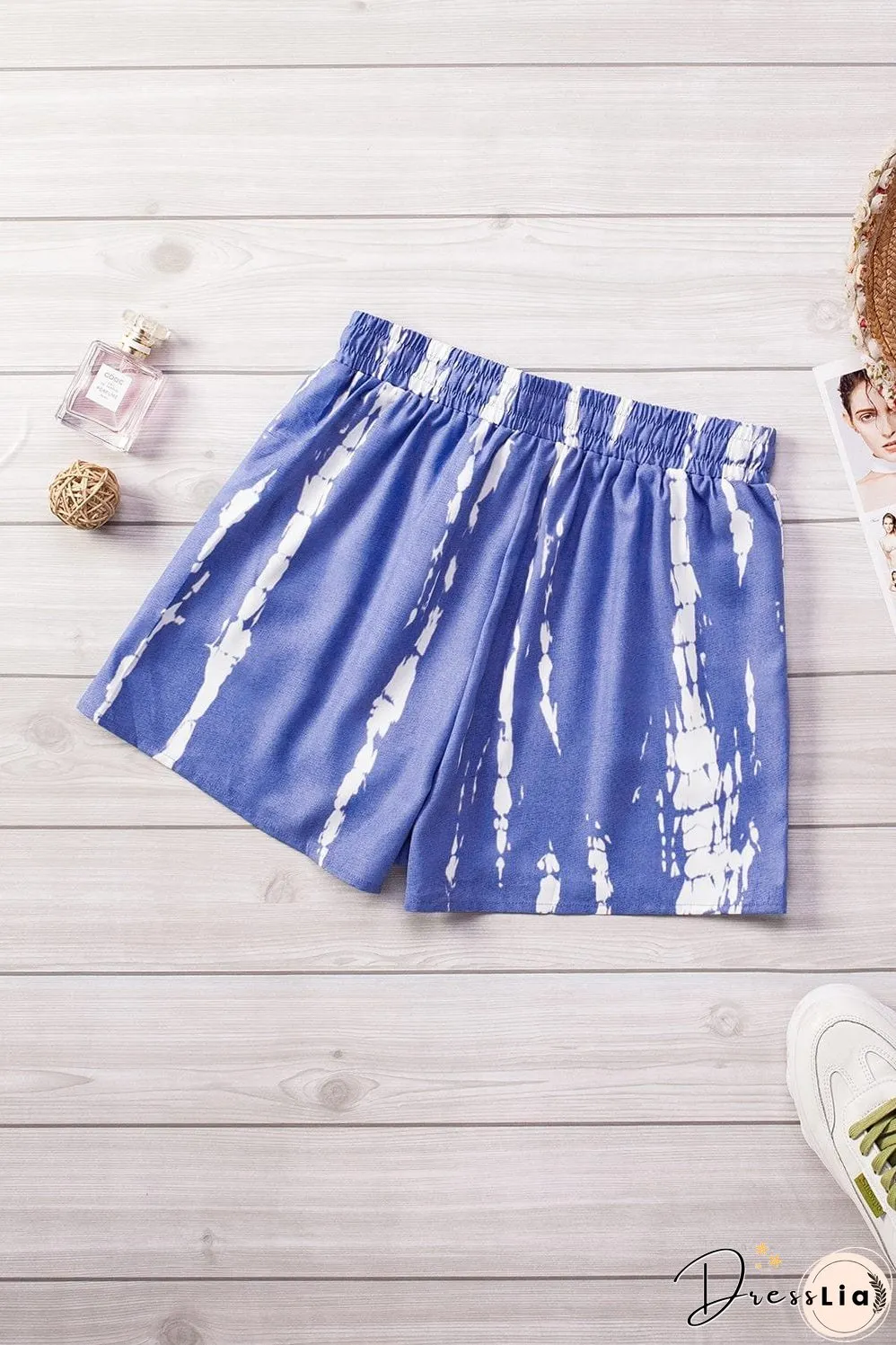 Boho Blue Tie Dye Summer Shorts