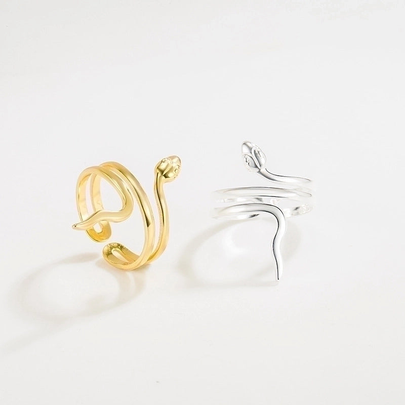 Minimalist Snake Sterling Silver Plating Open Ring