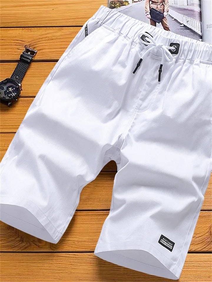 Men's Board Shorts Swim Trunks Beach Shorts Casual Shorts Drawstring Elastic Waist Solid Colored Outdoor Sports Knee Length Daily Leisure Sports Cotton Casual / Sporty Athleisure Black White