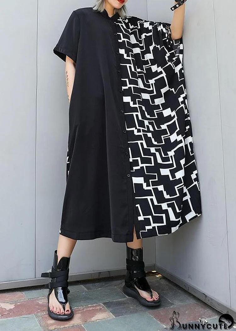 Women black patchwork cotton clothes For Women Square Collar A Line summer Dresses