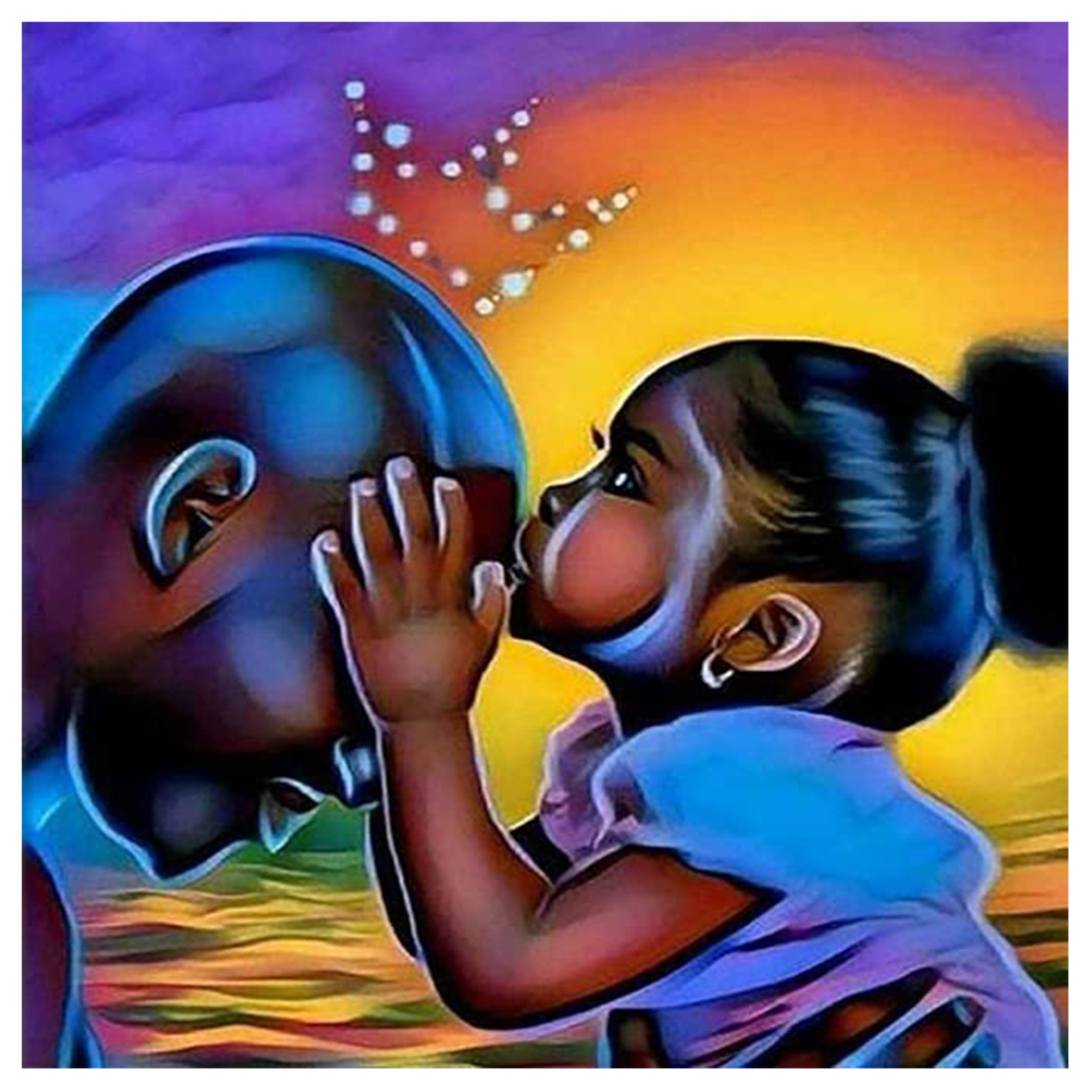 

Black Dad and Kid - Round Drill Diamond Painting - 30*30CM, 501 Original
