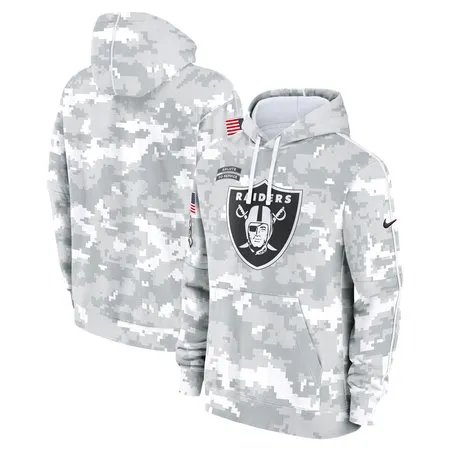 Men's Las Vegas Raiders  Arctic Camo 2024 Salute To Service Big &amp; Tall Club Fleece Pullover Hoodie