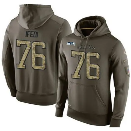 NFL Men's  Seattle Seahawks #76 Germain Ifedi Stitched Green Olive Salute To Service KO Performance Hoodie
