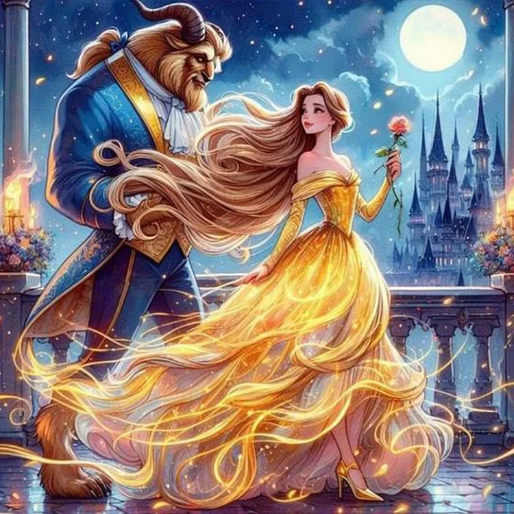 Disney Princess-Beauty And The Beast 40*40CM (Canvas) Full Round Drill Diamond Painting gbfke